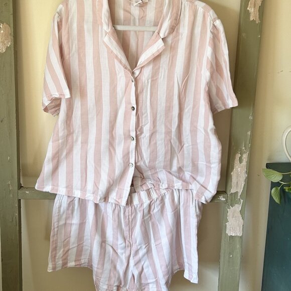 Sincerely Jules shortie pajama set, pink/white stripe - Picture 1 of 4